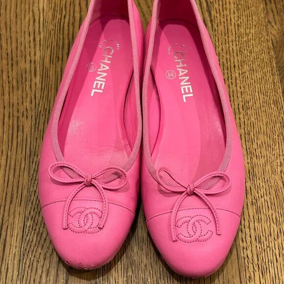 Extremely RARE Pink Lambskin Chanel Ballerina Size 38.5 - Picture 1 of 8